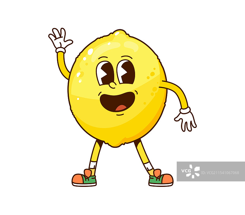 搞笑的卡通风格的柠檬水果角色微笑着图片素材