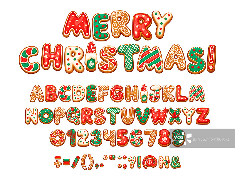 圣诞姜饼字体 X 马斯字形套装图片素材