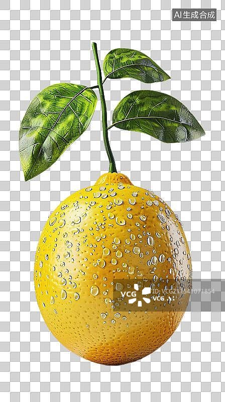 【AI数字艺术】带水珠的柠檬图片素材