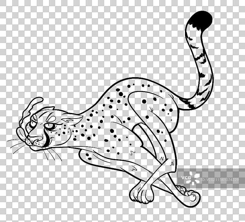 奔跑捕食的猎豹卡通漫画角色元素图片素材