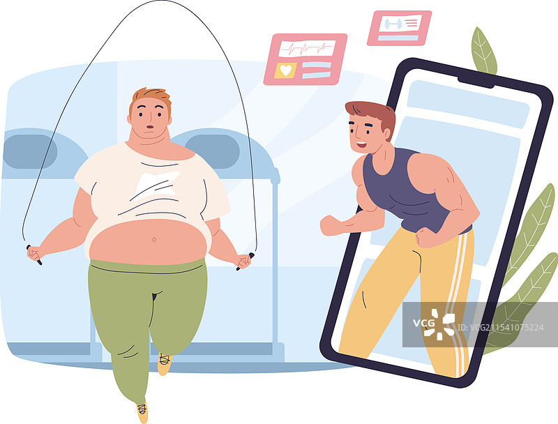 在线教练运动减肥锻炼图片素材