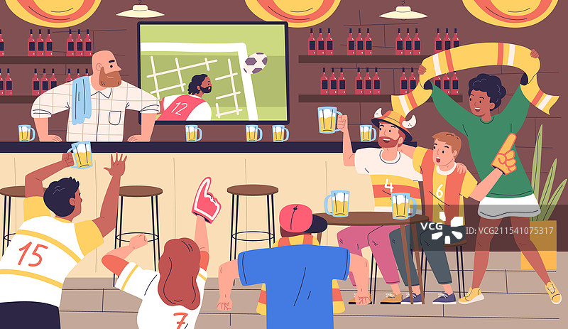 足球迷在酒吧观看比赛图片素材