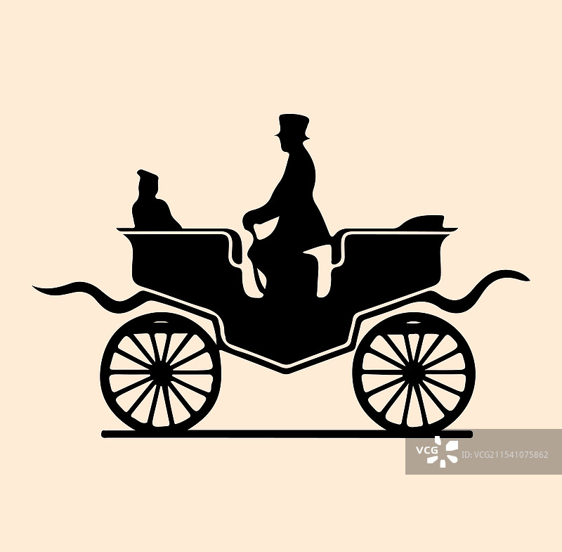 一组古典马车的剪影图片素材