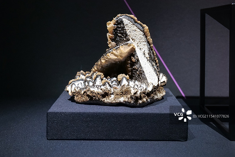 方解石（平行连生） CaCO3 墨西哥产 山东博物馆“晶·彩-探寻神奇的矿物世界”展图片素材