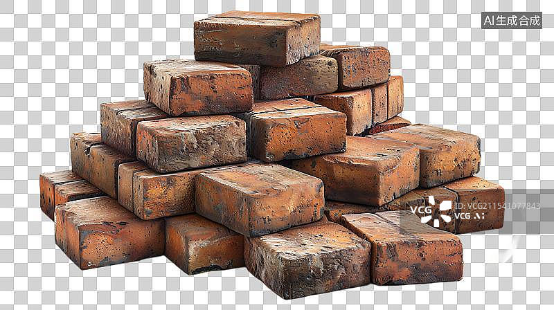 【AI数字艺术】叠起来的红砖图片素材