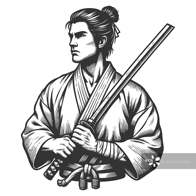 武士道武士与剑的雕刻图片素材