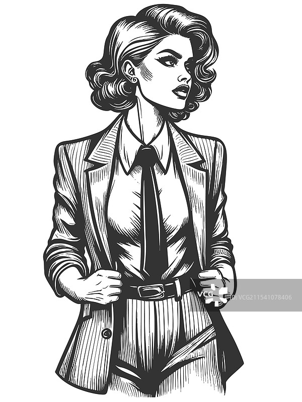 女商人雕刻草图图片素材