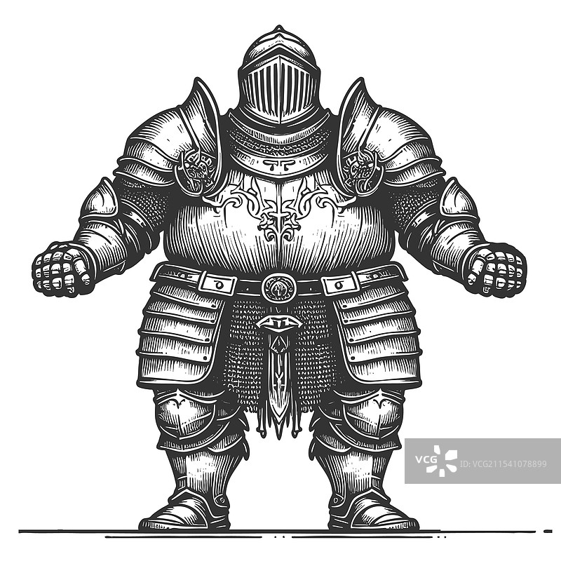 幽默的全副武装骑士手持剑图片素材