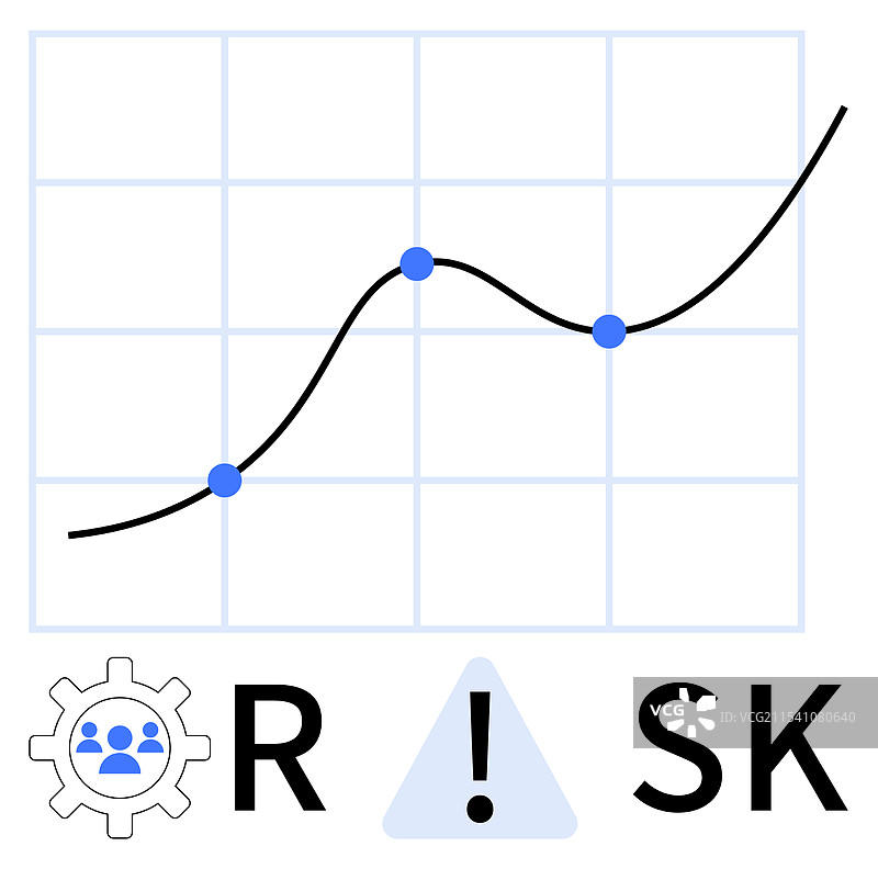风险管理图表与折线图齿轮图标图片素材