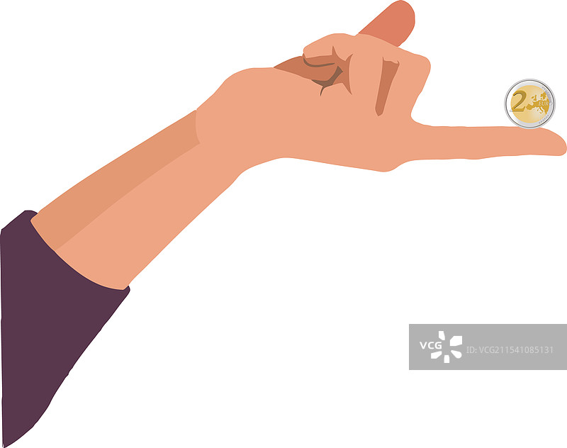 用手指平衡两个欧元硬币，象征金融。图片素材