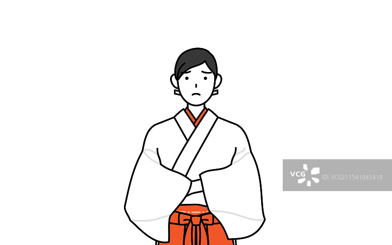 神社的巫女穿着白色小袖衣图片素材