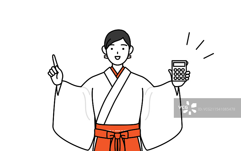 神社的巫女穿着白色小袖衣图片素材