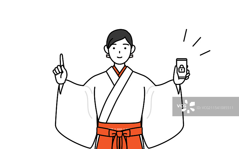 神社的巫女穿着白色小袖衣图片素材