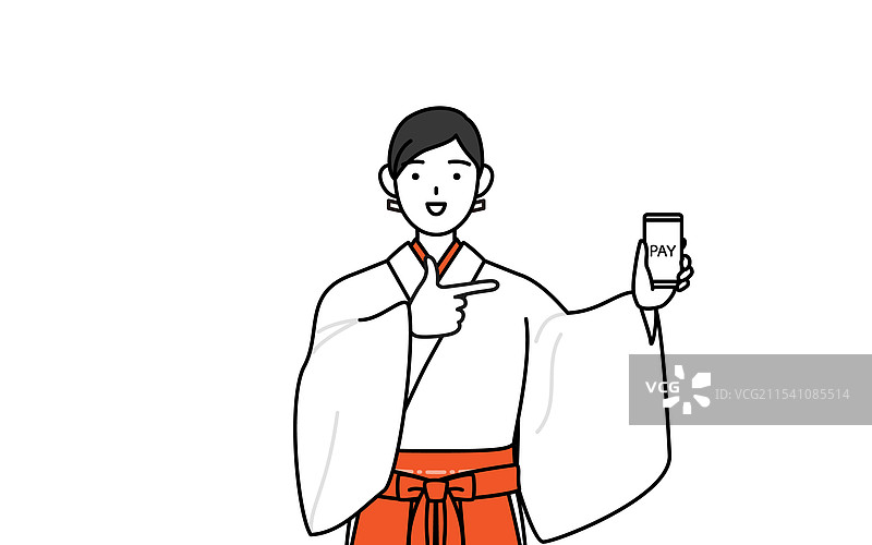 神社的巫女穿着白色小袖衣图片素材