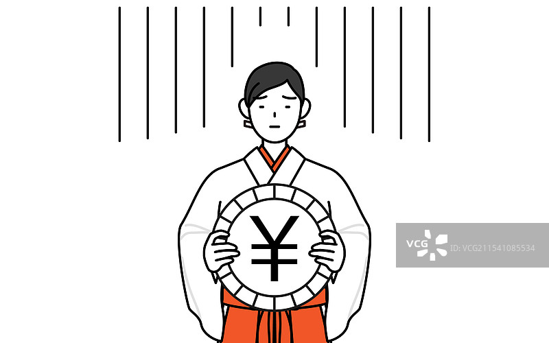 神社的巫女穿着白色小袖衣图片素材
