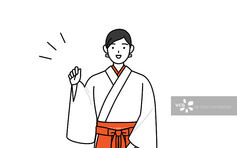 神社的巫女穿着白色小袖衣图片素材