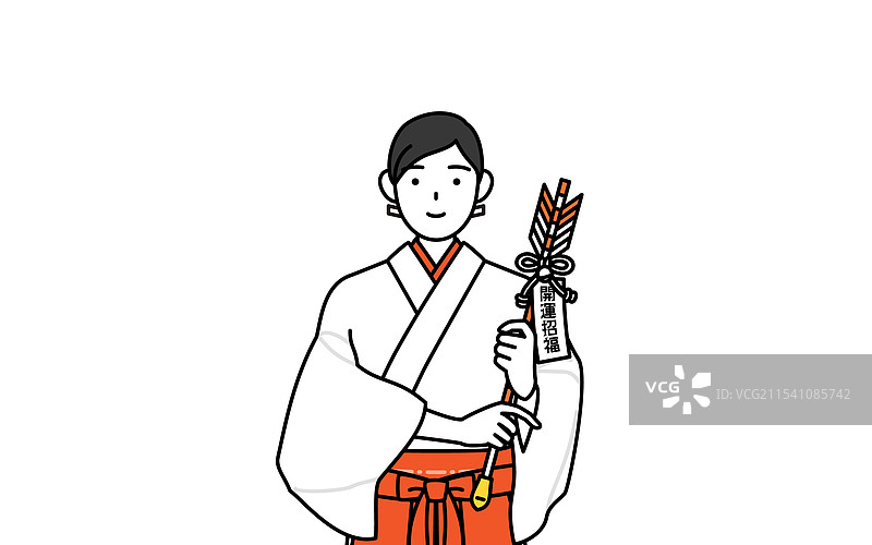 神社的巫女穿着白色小袖衣图片素材