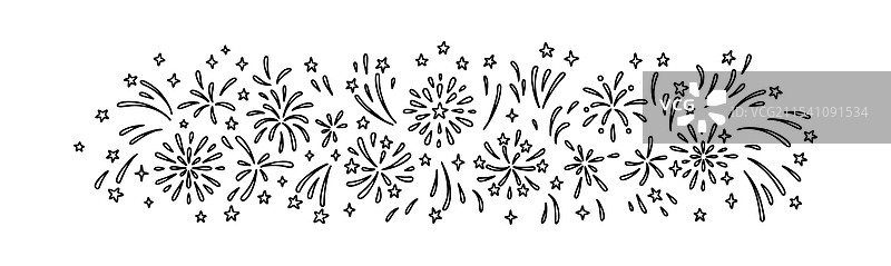 涂鸦烟花背景，快乐的新年夜和图片素材