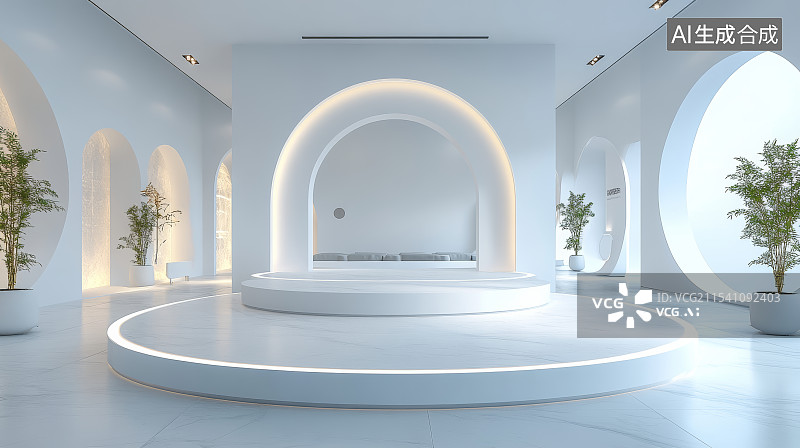 【AI数字艺术】现代建筑室内展厅图片素材