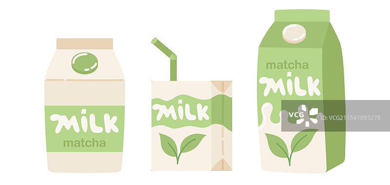 不同包装的抹茶牛奶替代品图片素材