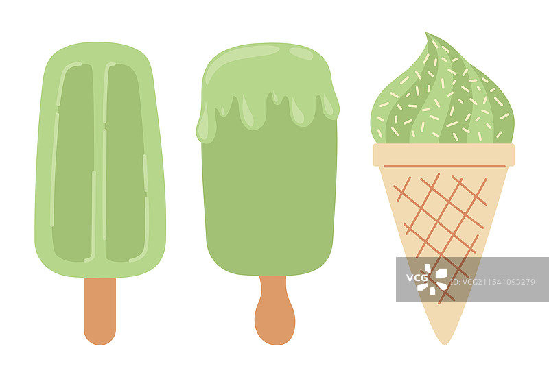 抹茶味冰淇淋平铺展示图片素材
