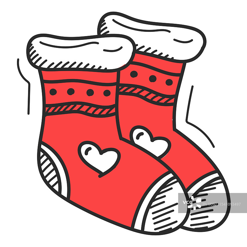 冬季袜子涂鸦图标孤立设计图片素材