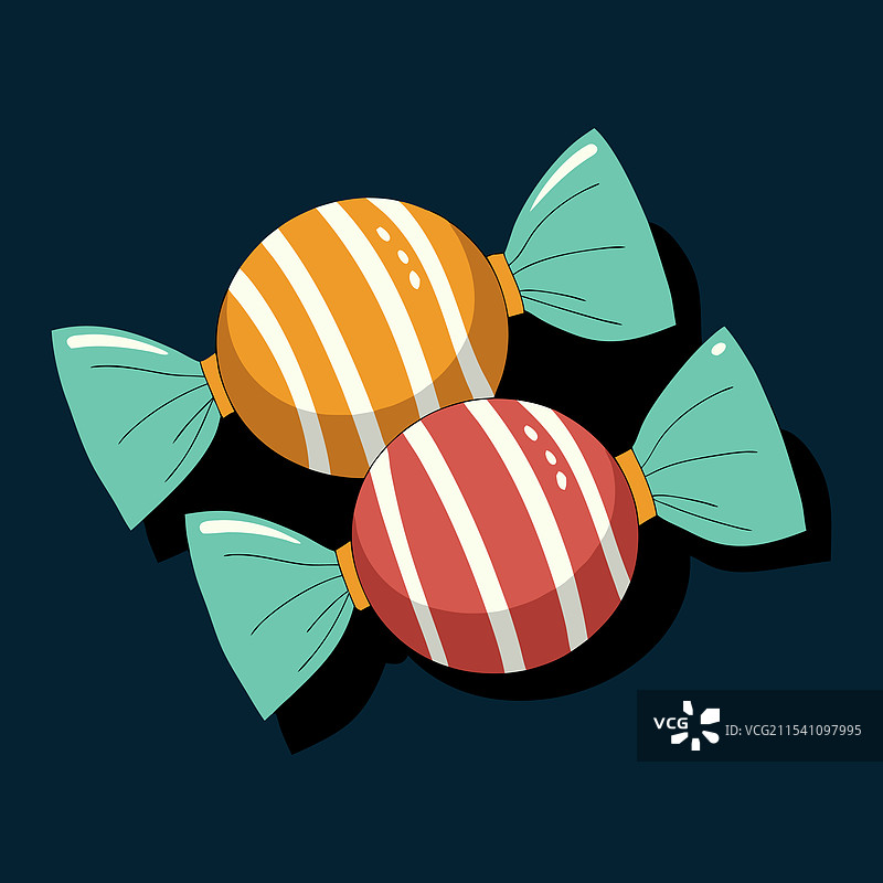 两颗包裹的糖果 - 五彩缤纷的甜蜜糖果图片素材