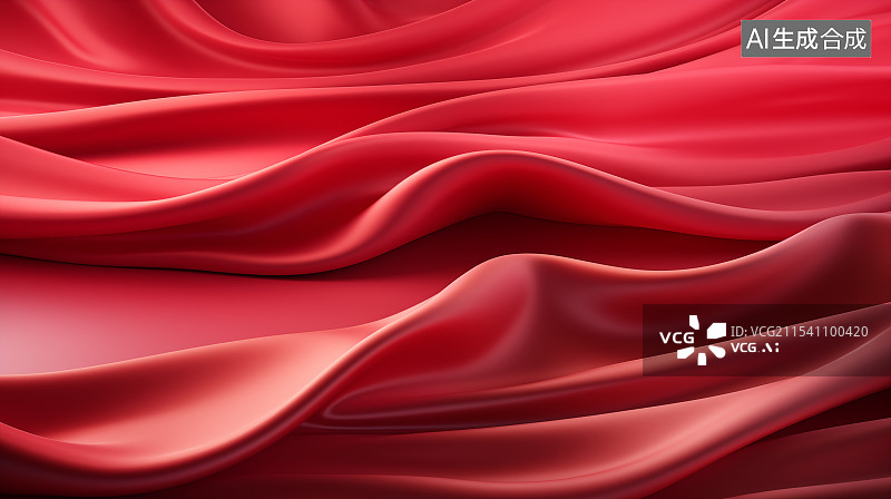 【AI数字艺术】红色绸缎丝滑覆盖在桌子上图片素材