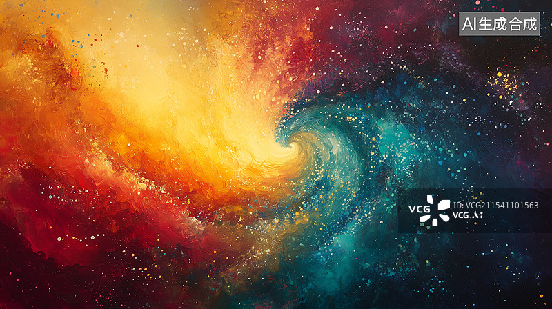 【AI数字艺术】彩色油画艺术的宇宙星云旋涡图片素材