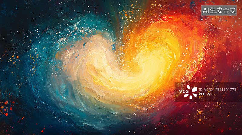 【AI数字艺术】彩色油画艺术的宇宙星云旋涡图片素材