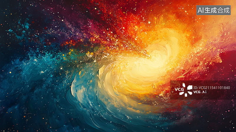 【AI数字艺术】彩色油画艺术的宇宙星云旋涡图片素材