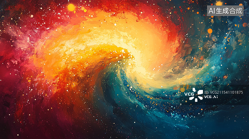 【AI数字艺术】彩色油画艺术的宇宙星云旋涡图片素材