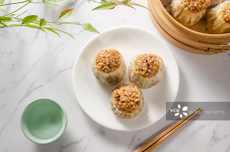 广式早茶点心烧卖图片素材