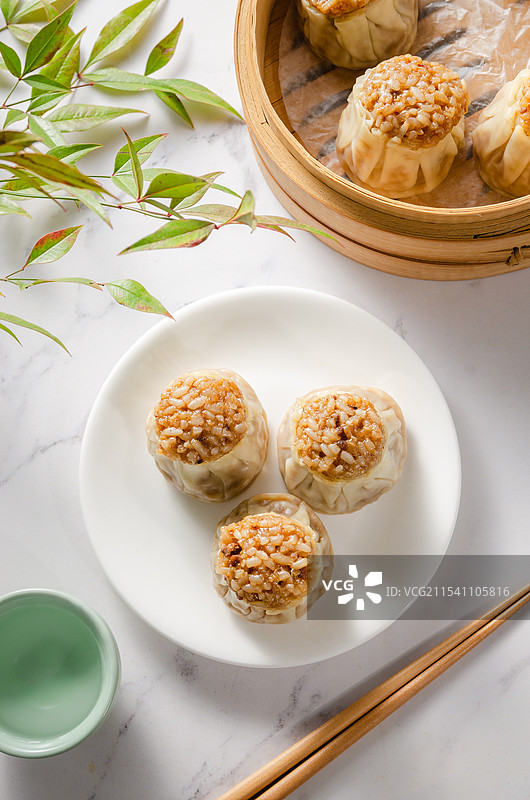 广式早茶点心烧卖图片素材