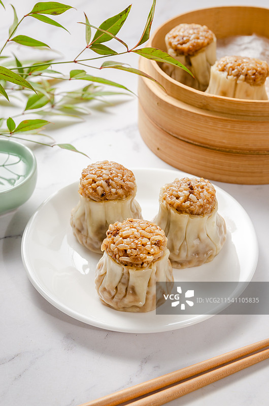 广式早茶点心烧卖图片素材