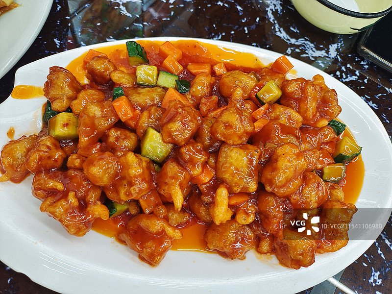 大连特色美食樱桃肉高视角俯拍图片素材