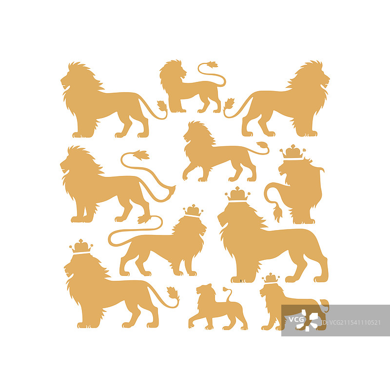狮子动物设计的剪影图片素材