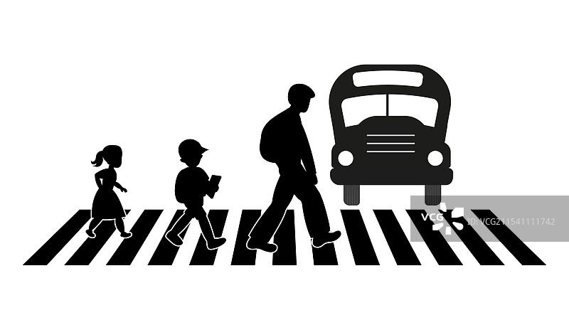 孩子们在斑马线过马路图片素材