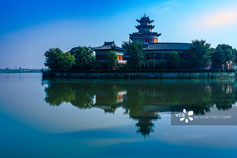 安徽阜阳颖上八里河景区南湖阁图片素材