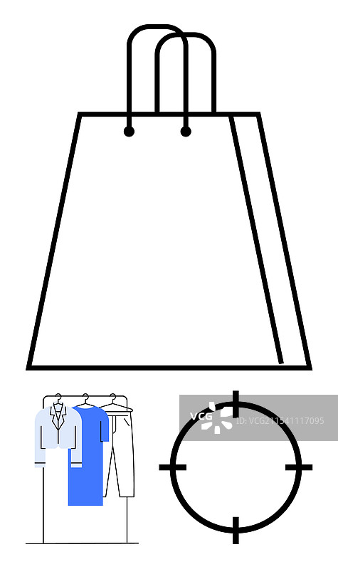 购物袋与衣架和靶子标志图片素材