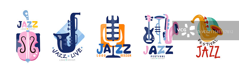 爵士音乐节和现场音乐会的标志设计图片素材