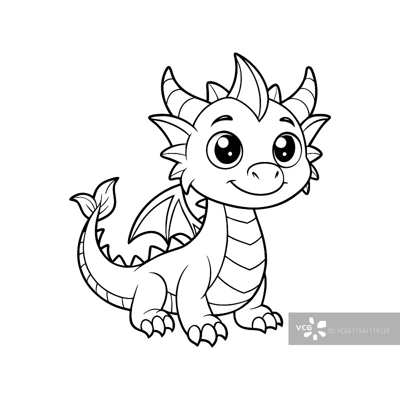 可爱的恐龙与背景涂色页设计图片素材