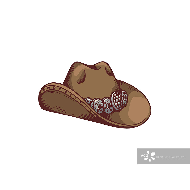 棕色牛仔帽图标，装饰有的索姆布雷罗帽图片素材