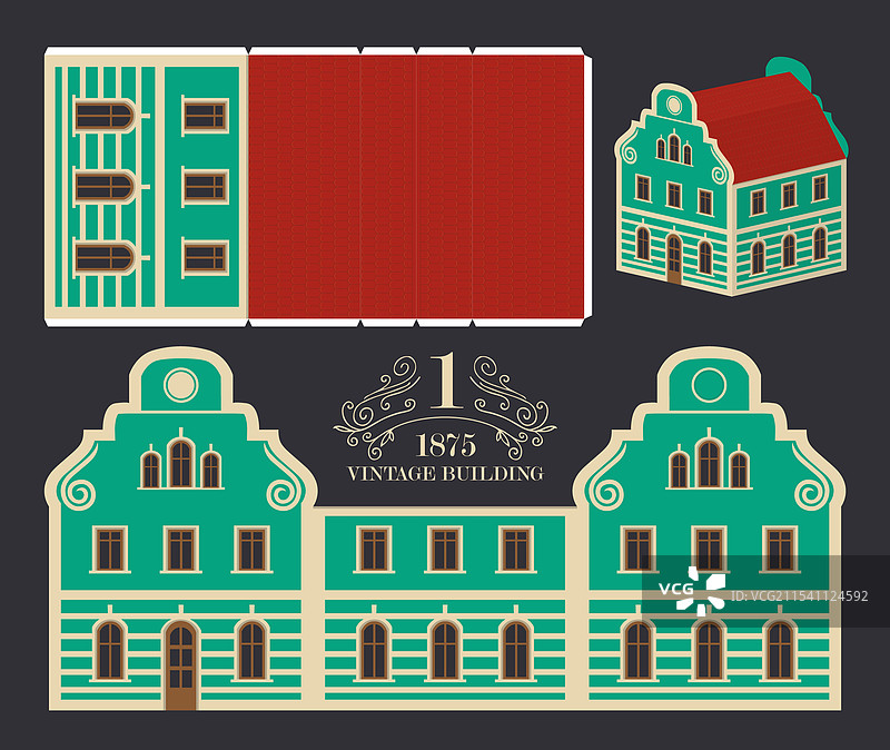 可爱的复古圣诞玩具屋图片素材