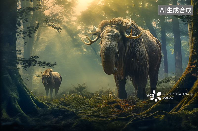【AI数字艺术】魔幻森林猛犸象图片素材