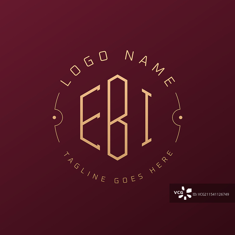奢华的虾仁标志设计，优雅的字母ebi图片素材