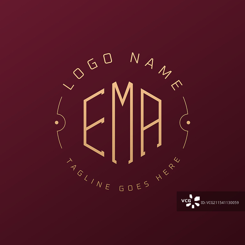 奢华的EMA标志设计，优雅的字母EMA图片素材