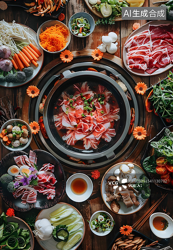 【AI数字艺术】火锅番茄菌菇锅底图片素材