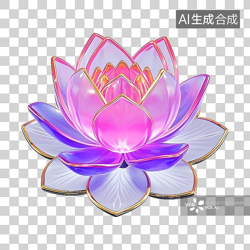【AI数字艺术】金色粉红色荷花莲花3D免扣元素图片素材