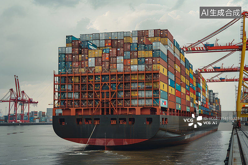 【AI数字艺术】货运运输进出口码头图片素材